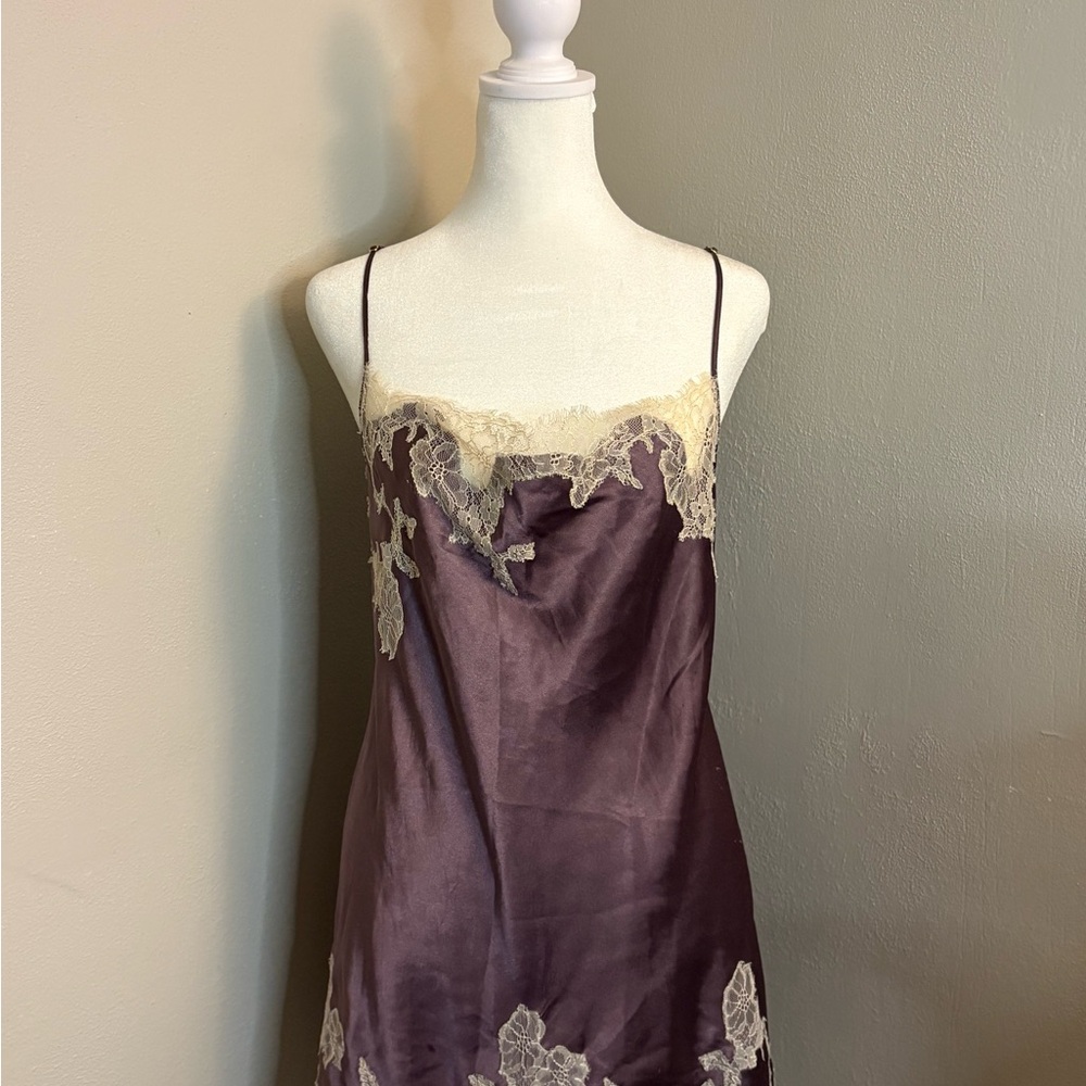 Elegant Lace Trim Satin Slip Dress